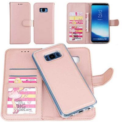Small Sheep Pattern 2 in 1 PU Leather + Detachable Magnetic Suction Soft TPU Card Slots with Picture Frame and Magnetic Buckle Wallet Case for Samsung Galaxy S8 / G9500 - Pink