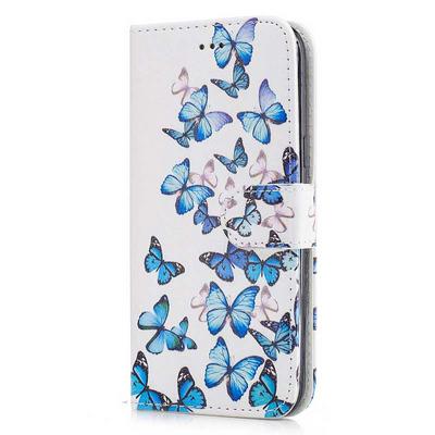 Wallet Style PU Leather + Soft TPU Card Holder with Stand and Magnetic Buckle Case for Samsung Galaxy J5 - Butterflies
