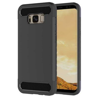 Carbon Fibre Detachable 2 in 1 PC + TPU Back Cover Case for Samsung Galaxy S8 / G9500 - Black