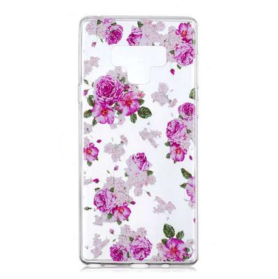 Bright Oil Color Painted High Transparent Anti-Scratch Soft TPU Back Cover Protective Case for Samsung Galaxy Note 9 - Rose