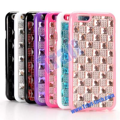 Bling Style Grid Pattern Rhinestone Coated TPU Case for iPhone 6 6S 4.7 inch(Rose)