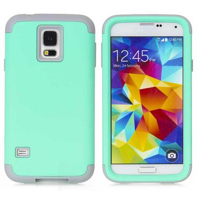 Detachable 3 in 1 Hybrid Hard PC + TPU Back Cover Case for Samsung Galaxy S5 I9600 G900 - Cyan  
