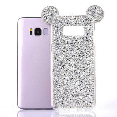 Mickey Mouse Shape Bling Diamond Studded Translucent Soft TPU Back Cover Case for Samsung Galaxy S8 / G9500 - Sliver