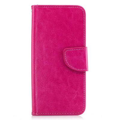 Card Holder Slots Wallet Style with Magnetic Buckle PU Leather + Soft TPU Case for Samsung Galaxy S8 / G9500 - Rose Red