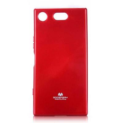Mercury Goospery Jelly Series Glitter Powder Solid Color Soft TPU Back Cover Case for Sony Xperia XZ1 Compact - Winered