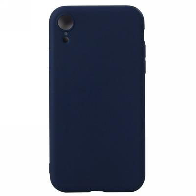 Frosted Solid Color Anti-Scratch Soft TPU Back Cover Protective Case for iPhone XR 6.1 - Navy Blue