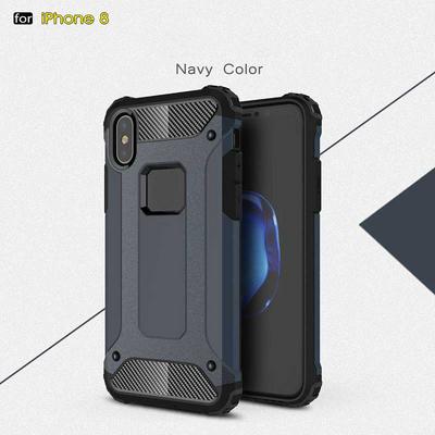 King Kong Armor 2 in 1 Detachable Hard PC + Soft TPU Hybrid Back Cover Case for iPhone X - Navy Blue