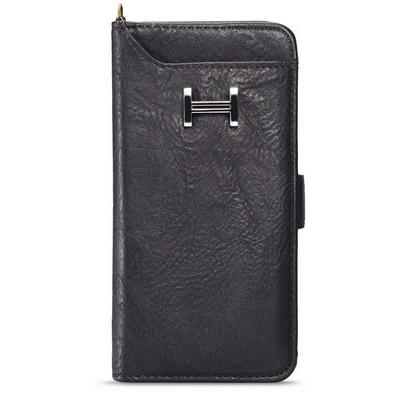 Elegant Series Drop Resistant PU Leather + Detachable Leather Coated Soft TPU Card Slots with Wrist Strap and Buckle Wallet Protective Case for Samsung Galaxy Note 9 - Black