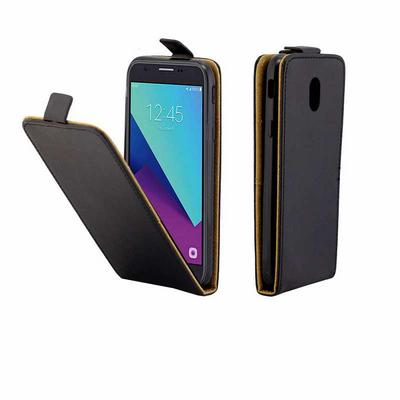Vertical Flip Sewing Edged PU Leather + Soft TPU with Magnetic Buckle and Card Holder Protective Business Case for Samsung Galaxy J7 (2017) Europe 