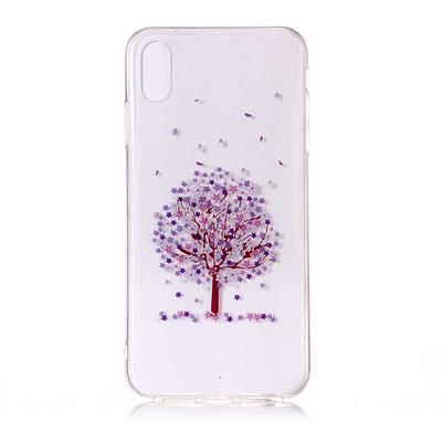 Colored Painting Transparent Soft TPU Back Cover Case for iPhone Xs Max 6.5 - Purple Tree
