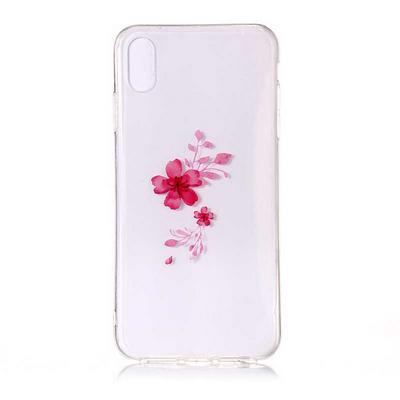 Colored Painting Transparent Soft TPU Back Cover Case for iPhone Xs Max 6.5 - Rosy