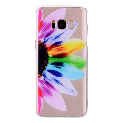 Ultra Slim Transparent Soft TPU Back Cover Protective Phone Case for Samsung Galaxy S8 / G9500 - Half Flower