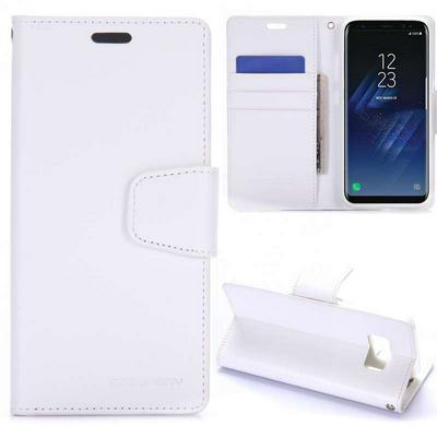 Mercury Goospery Wallet Style PU Leather + Soft TPU with Stand and Card Holder Slots Phone Case for Samsung Galaxy S8 / G9500 - White