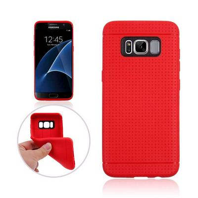 Honeycomb Pattern Solid Color TPU Black Cover Case fo Samsung Galaxy S8 / G9500 - Red