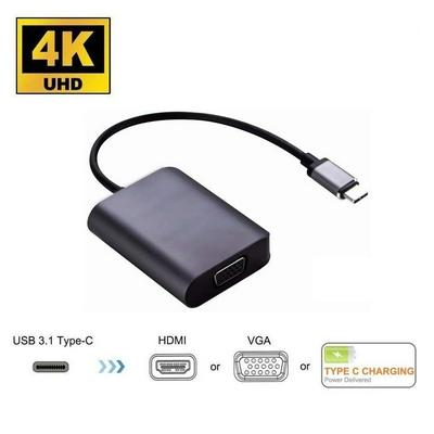 Type-C to HDMI 4K + VGA USB 3.1 Adapter with PD USB-C Power Delivery Charging Support Max 4K 30Hz Compatible with MacBook ChromeBook