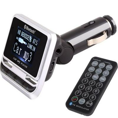 FM12B Car MP3 Player Wireless FM Transmitter LCD Screen Bluetooth Car Kit USB Charger Support TF Card & Line-in AUX with Remote Control 