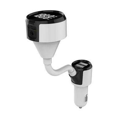 BC18 3 in 1 Dual USB Bluetooth Car MP3 Audio Player FM Modulator Radio Adapter Car Kit with Hands-free Calls LCD Display & USB Charger for Apple & Android Phones - White 