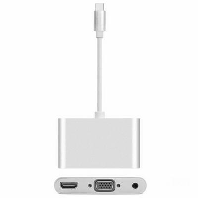 Type-C To HDMI 4K+2K VGA 3.5mm Audio Adapter 3 in 1 USB 3.1 Converter Cable For Macbook Google Chromebook Pixel 