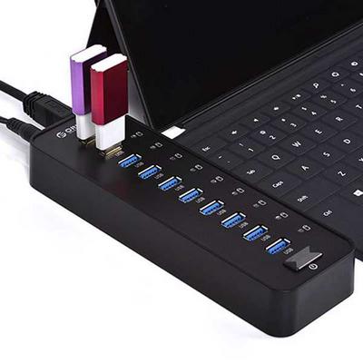 ORICO P10-U3 10 Ports USB 3.0 Hub + 4A AC Power Adapter Cable for Laptop PC 5Gbps - Black