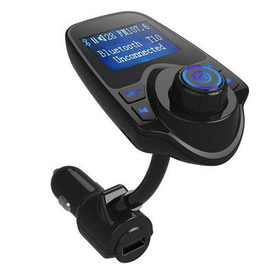 T10 LCD Display Car Bluetooth MP3 Audio Player FM Transmitter Radio Adapter Car Kit with Handsfree Calling & Music Control & USB Charging Port for iPhone Android Smartphone 