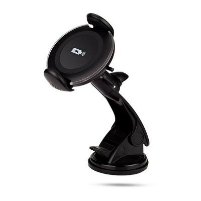 CH-07 5V Two Connectors Car Air Vent Mount or Suction Cup Type Fast Charge Wireless Charger Vehicle Dock Holder for Mobile and Tablets - Black