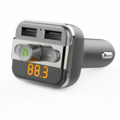 BT20 Dual USB Port Car Charger 3.4A Total Output Handsfree Phone Calling Car Kits MP3 Player Bluetooth FM Transmitter Support TF Card - Grey