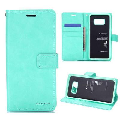Mercury Goospery Orchid Moon PU Leather + TPU Back Cover Case with Magnetic Buckle Card Holder Wallet and Stand for Samsung Galaxy S8 / G9500 - Cyan