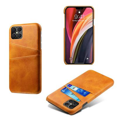 For iPhone 12 Pro Max (6.7) Extra Thinness Premium Cowhide Leather Vintage Shockproof All-Inclusive Hard PC + TPU with Card Slot Cover Case