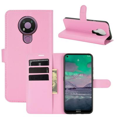 For Nokia 3.4 Lychee Pattern Folio Flip Leather Wallet Phone Case with Stand and Card Slots Function