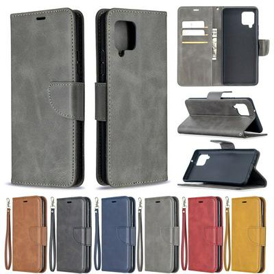 For Samsung Galaxy A42 5G Solid Color Sheep Pattern Scratch Resistant Wallet Leather Case with Card Slots&Stand Function