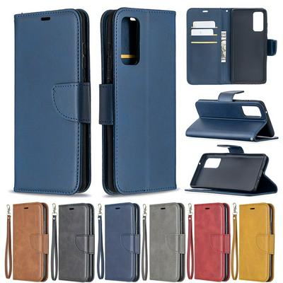 For Samsung Galaxy S20 FE Solid Color Sheep Pattern Scratch Resistant Wallet Leather Case with Card Slots&Stand Function