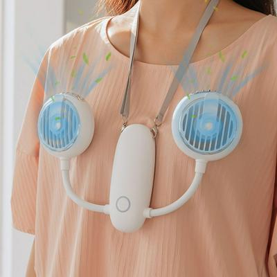 Portable Mini Double-head Multi-function USB Charging Fan Girls Outdoor Travel Hanging Waist&Neck Fan