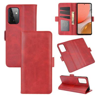 Double Buckle Side Flip Scratch Resistant PU Leather Wallet Phone Case for Samsung Galaxy A72 5G