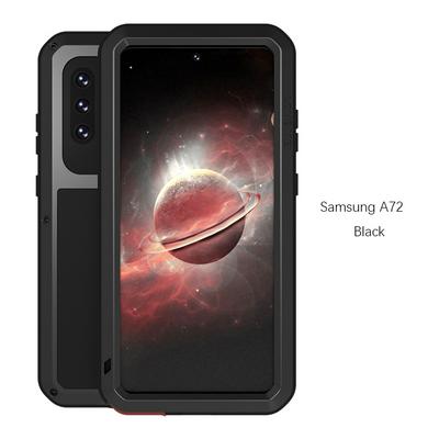 For Samsung Galaxy A72 5G Love Mei Powerful Series Silicone + Metal + Tempered Glass Support Wireless Charging Back Cover Case