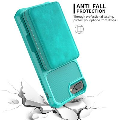 For iPhone 7 Plus / 8 Plus Multi-function Back Cover Zipper Wallet Style Leather Protective Case