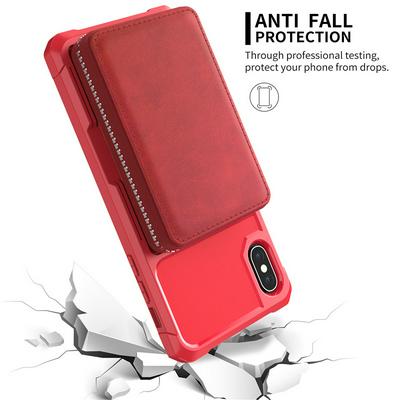 For iPhone Xs Max 6.5 Multi-function Back Cover Zipper Wallet Style Leather Protective Case