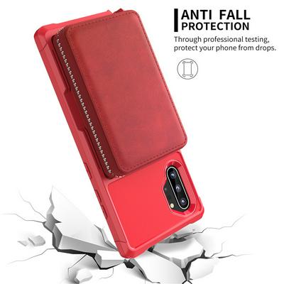 For Samsung Galaxy Note10 Multi-function Back Cover Zipper Wallet Style Leather Protective Case