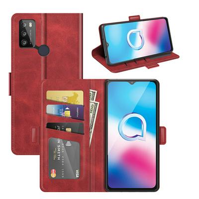 For alcatel 3L Double Buckle Wallet Style Folio Flip Leather Case with Stand and Card Slots Function