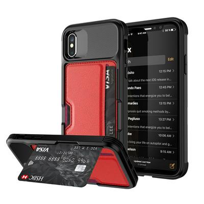 For iPhone X / XS Car Magnetic Card-Holster Anti-fall Hard PC Back Cover Case
