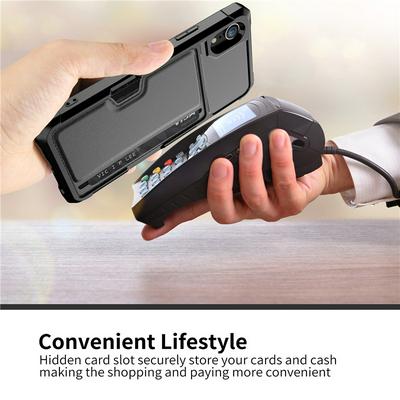 For iPhone XR 6.1 Car Magnetic Card-Holster Anti-fall Hard PC Back Cover Case