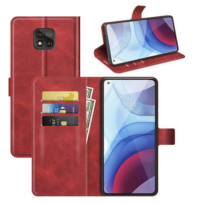 For Motorola Moto G9 Power Square Buckle Wallet Style Folio Flip Leather Case with Stand and Card Slots Function