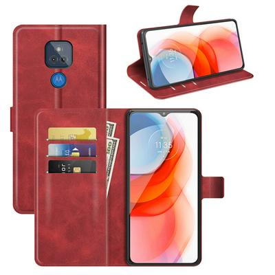 For Motorola Moto G Play (2021) Square Buckle Wallet Style Folio Flip Leather Case with Stand and Card Slots Function