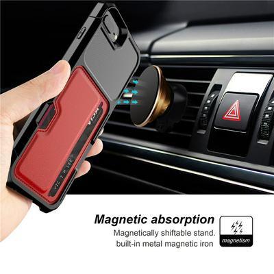 For iPhone 7 Plus / 8 Plus Car Magnetic Card-Holster Anti-fall Hard PC Back Cover Case
