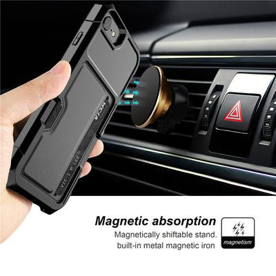 For iPhone 7 / 8 Car Magnetic Card-Holster Anti-fall Hard PC Back Cover Case