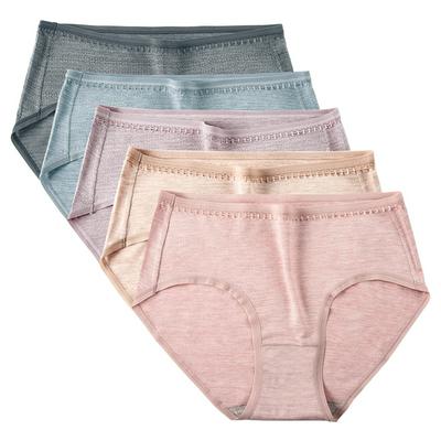 5Pcs Women's Underwear Comfortable High-stretch Non-fading Briefs