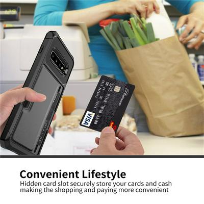 For Samsung Galaxy S10 Car Magnetic Card-Holster Anti-fall Hard PC Back Cover Case