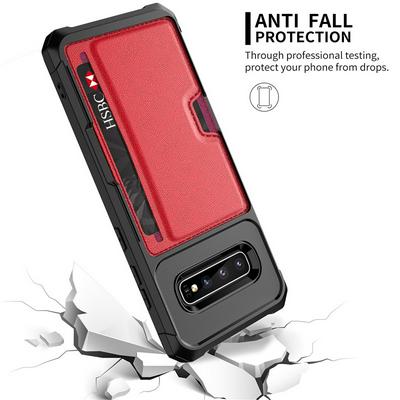 For Samsung Galaxy S10+/S10 Plus Car Magnetic Card-Holster Anti-fall Hard PC Back Cover Case