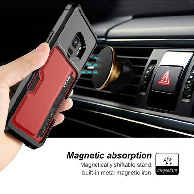 For Samsung Galaxy S9 Car Magnetic Card-Holster Anti-fall Hard PC Back Cover Case