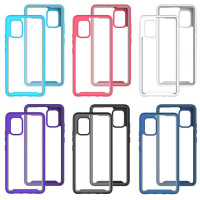 For Samsung Galaxy A71 5G Striped Border Anti-slip Shock-proof Drop-proof Acrylic+TPU+PC Back Cover Case