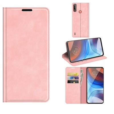 For Motorola Moto E7 Power Magnetic Clasp Shockproof Scratch Resistant Folio Flip Leather Case